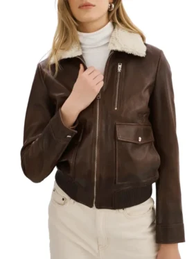 Womens Brown A2 Leather Flight Jacket Main