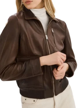 Womens Brown A2 Leather Flight Jacket Sleeves