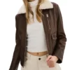 Womens Brown A2 Leather Flight Jacket Zipper