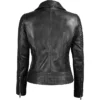 Womens Leather Biker Jacket Black Back