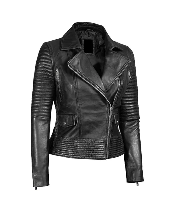 Womens Leather Biker Jacket Black Style