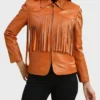 Women’s Leather Brown Fringe Jacket