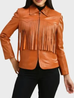 Women’s Leather Brown Fringe Jacket