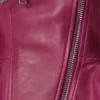 Womens Pink Peplum Leather Jacket Zipper