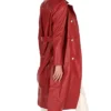 Womens Red Leather Trench Coat Double Breasted Back