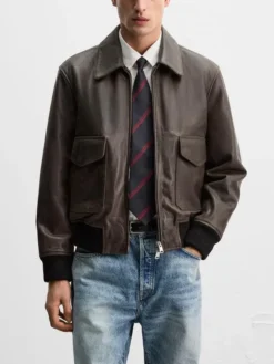 A2 Brown Leather Bomber Jacket Mens Main