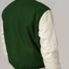 Baseball Forest Green And White Varsity Jacket Back