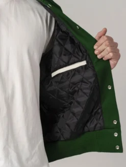 Baseball Forest Green And White Varsity Jacket Inner
