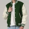 Baseball Forest Green And White Varsity Jacket Main