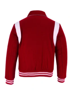 Baseball Red Wool Lettermen Varsity Jacket Back