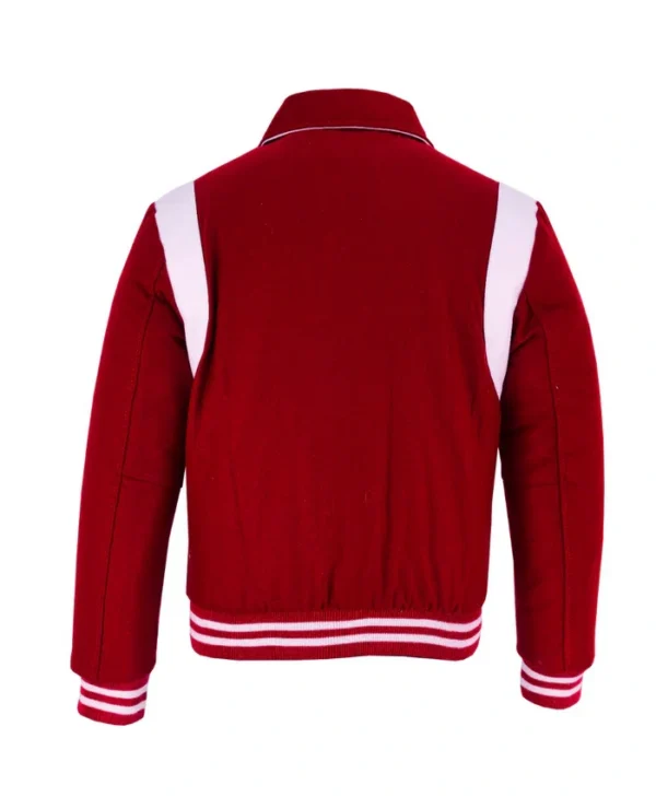 Baseball Red Wool Lettermen Varsity Jacket Back