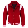 Baseball Red Wool Lettermen Varsity Jacket Closure