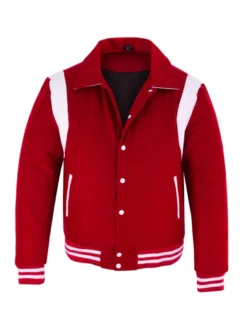 Baseball Red Wool Lettermen Varsity Jacket Closure