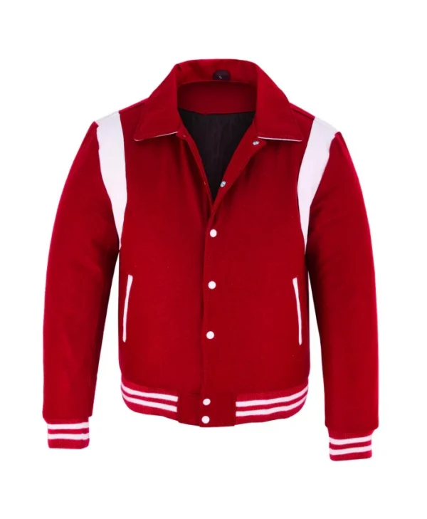 Baseball Red Wool Lettermen Varsity Jacket Closure