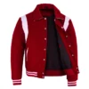 Baseball Red Wool Lettermen Varsity Jacket Inner