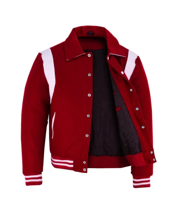 Baseball Red Wool Lettermen Varsity Jacket Inner