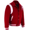 Baseball Red Wool Lettermen Varsity Jacket Side