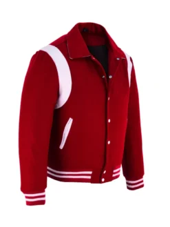 Baseball Red Wool Lettermen Varsity Jacket Side