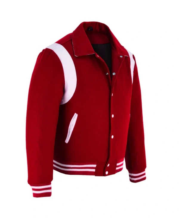 Baseball Red Wool Lettermen Varsity Jacket Side