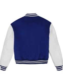 Blue And White Mens Varsity Jacket Back 2