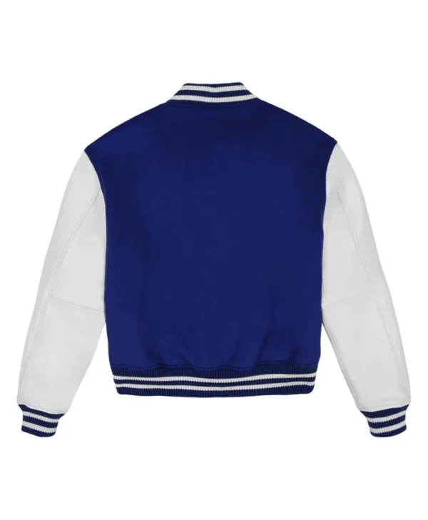 Blue And White Mens Varsity Jacket Back 2