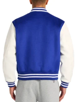 Blue And White Mens Varsity Jacket Backside