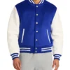 Blue And White Mens Varsity Jacket Front