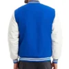 Blue and White Baseball Varsity Jacket Backside