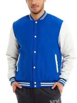 Blue and White Baseball Varsity Jacket Main