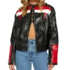 Cafe Racer Womens Red And Black Leather Jacket Main