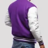 Carlos Purple And White Wool Lettermen Jacket Back