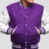 Carlos Purple And White Wool Lettermen Jacket Buttoned