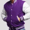 Carlos Purple And White Wool Lettermen Jacket Main