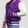 Carlos Purple And White Wool Lettermen Jacket Pockets