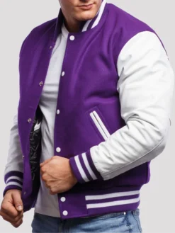 Carlos Purple And White Wool Lettermen Jacket Style