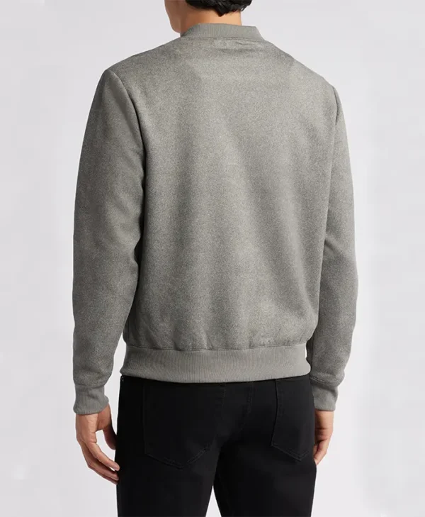 Casual Mens Suede Grey Bomber Jacket Back