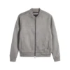 Casual Mens Suede Grey Bomber Jacket Front