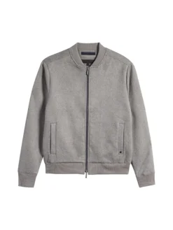 Casual Mens Suede Grey Bomber Jacket Front