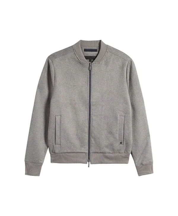 Casual Mens Suede Grey Bomber Jacket Front