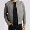 Casual Mens Suede Grey Bomber Jacket Main