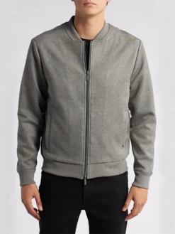 Casual Mens Suede Grey Bomber Jacket Zipper