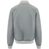 Essential Silver Satin Lettermen Bomber Jacket Back