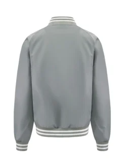 Essential Silver Satin Lettermen Bomber Jacket Back