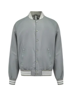 Essential Silver Satin Lettermen Bomber Jacket Main