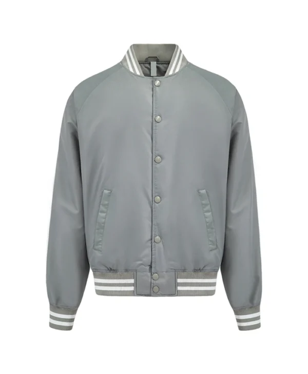 Essential Silver Satin Lettermen Bomber Jacket Main