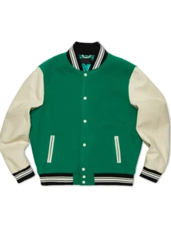 Green And White Varsity Bomber Jacket Main
