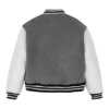 Grey Letterman Varsity Jacket With White Sleeves Back