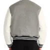 Grey Letterman Varsity Jacket With White Sleeves Backside
