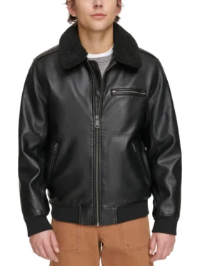 Harry Black Fur Collar Mens Aviator Flight Jacket