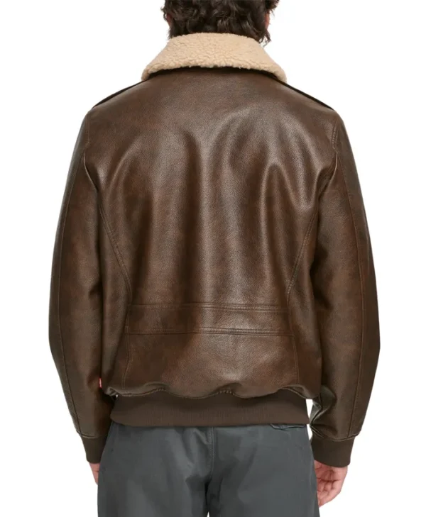 Harry Brown Leather Flying Aviator Bomber Jacket Back